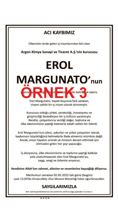 Başsağlığı İlanı