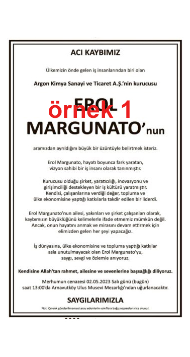 Başsağlığı İlanı